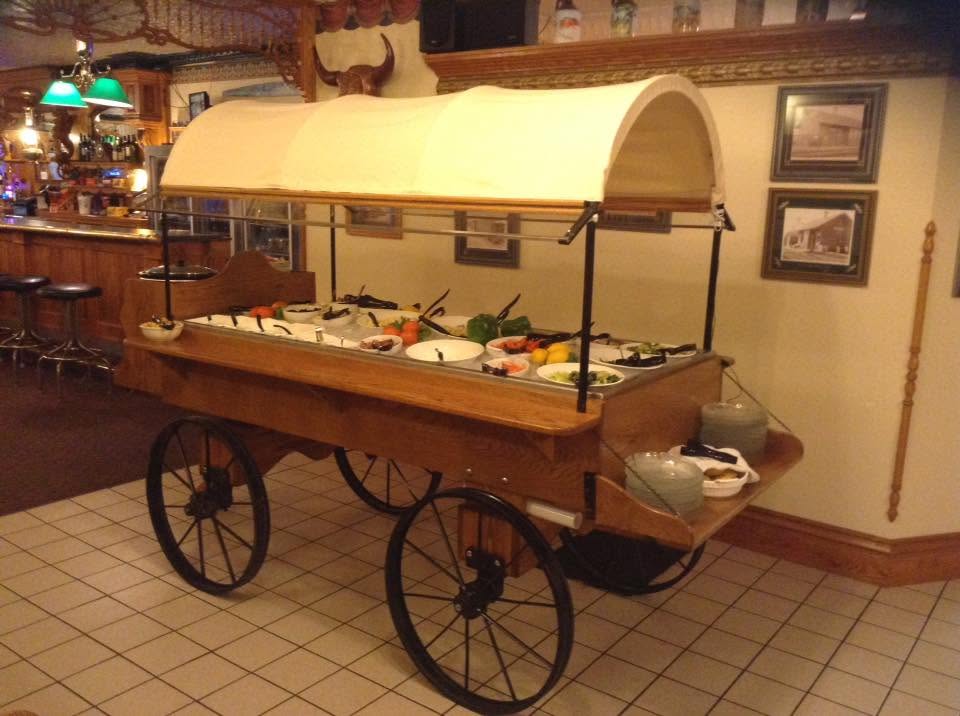 The Circle C wooden wagon salad bar cart